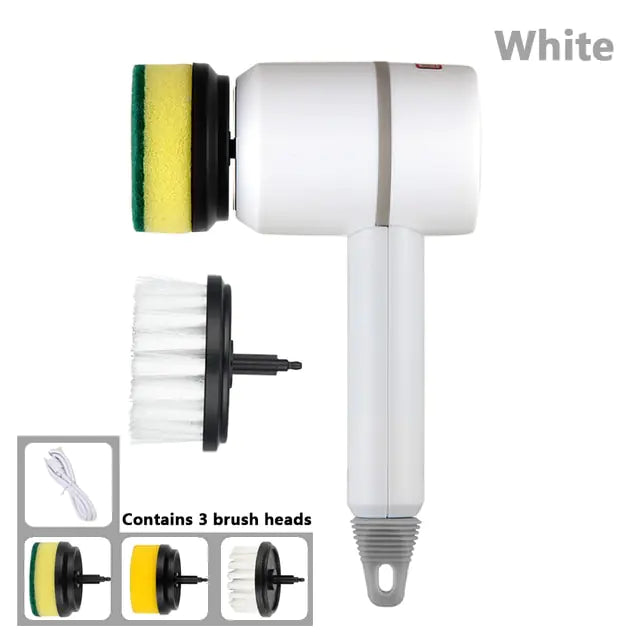 Cepillo eléctrico de limpieza multifuncional con 3 cabezales.